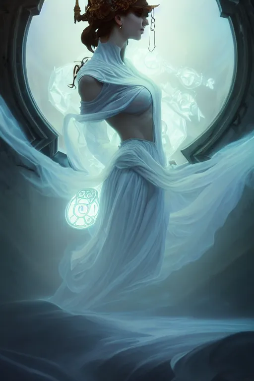 Image similar to photography alexey gurylev, ghostly ghost, mysterious, deep focus, d & d, fantasy, complex, elegant, highly detailed, digital painting, artstation, concept art, matte, clear focus, illustration, hearthstone, artgerm art, greg rutkovsky and alphonse mucha