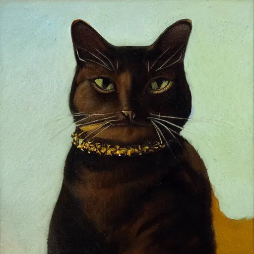 Image similar to portrait of a cat, oil paining