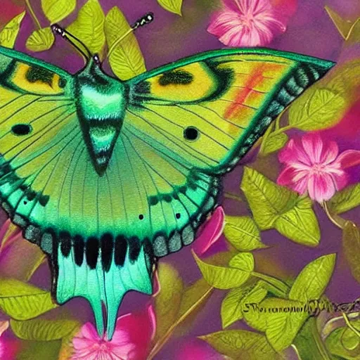 Image similar to a pretty green fluttercat