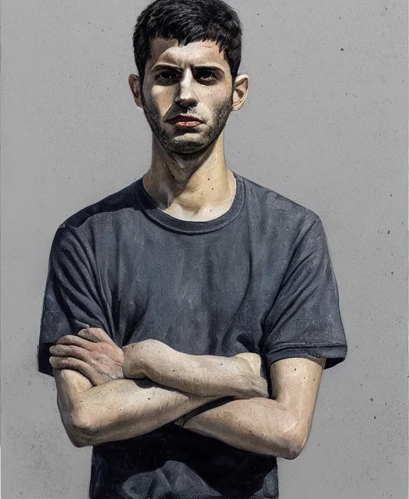 Image similar to heroic portrait of a young levantine man. art by denys tsiperko and bogdan rezunenko, hyperrealism