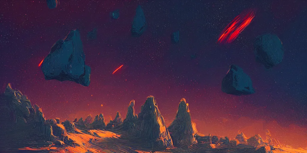 Prompt: asteroids by alena aenami