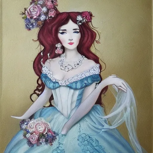 Prompt: beautiful Cthlulu marries the Kraken, in the style of first look wedding photography, airbrush, kawaii, oil painting, Victorian lace,