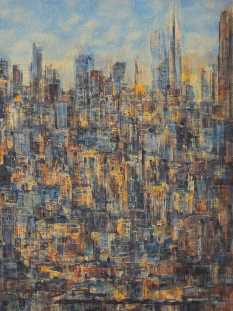 Image similar to a painting of a city scape by louis lozowick,