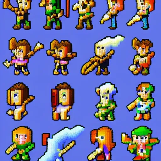 Image similar to 1 6 x 1 6 pixel art fantasy character spritesheet