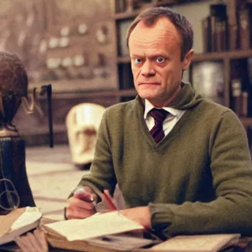 Image similar to donald tusk as harry potter in hogwart