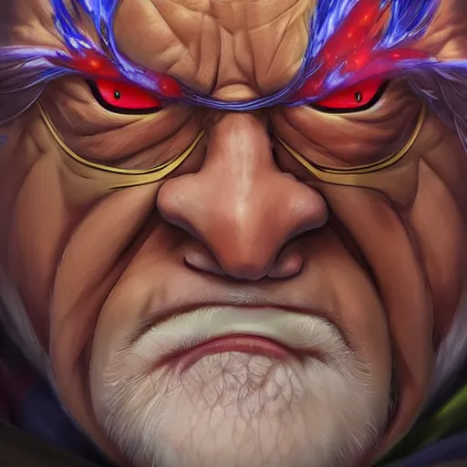 Image similar to anime portrait of Danny Devito as a shaman yedi using dark force to eliminate trump as an anime antagonist by Stanley Artgerm Lau, WLOP, Rossdraws, James Jean, Andrei Riabovitchev, Marc Simonetti, and Sakimichan, trending on artstation