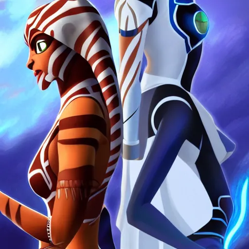 Prompt: ahsoka and aayla secura combined into one person, detailed, accurate, realistic, 4 k