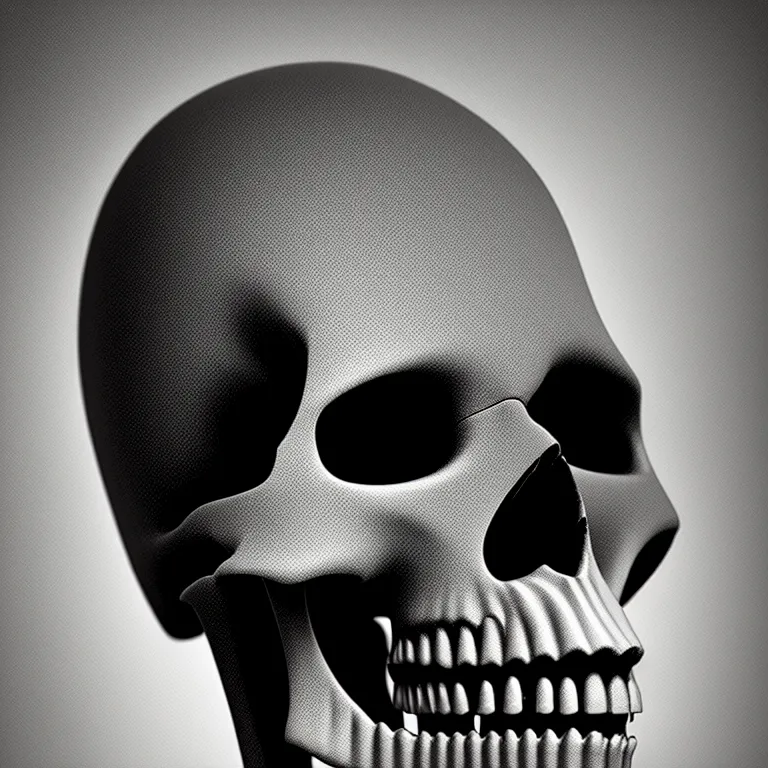 Image similar to black and white light 3D geometry, skull, matte bright highly detailed, poetic, 3D render, digital art, octane render, 8K artistic photography, photo-realistic, by Dora Maar