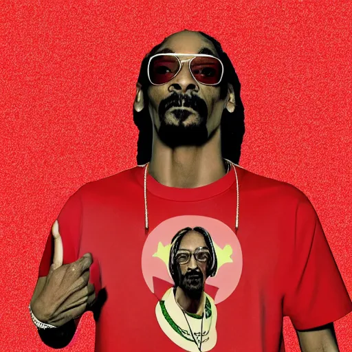 Image similar to Snoop Dogg holding up a gangster sign in the style of Red Redemption 2, red background cell shaded