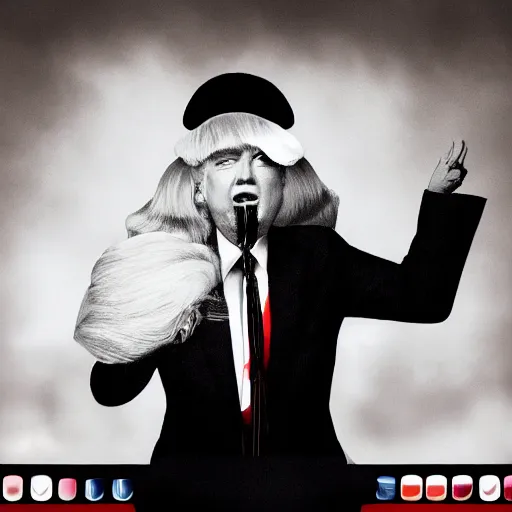 Image similar to donald trump as lady gaga. photograph. 4 k