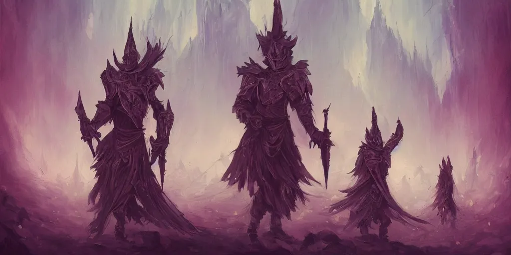 Image similar to a group of knights armor, epic fantasy art, mystical, mystic atmosphere, mythology, baba yaga trending on artstation, by anato finnstark