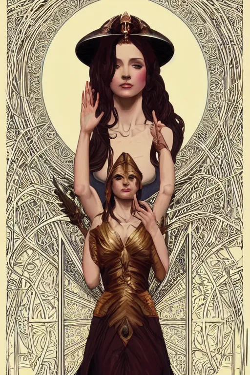 Prompt: high priestess, no noise, elegant, concept art, sharp focus, beautiful face!!, digital art, smooth defined outlines!!, human anatomy, human structure, vector background, by Brom, trending on Artstation, Alphonse Mucha, Tom Bagshaw, Sargent