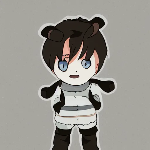 Prompt: little boy wearing sheep suit. white, gray, blue, green and brown pallet color. made in abyss art style, inspired in kris from deltarrune, cute detailed artwork, anatomically perfect