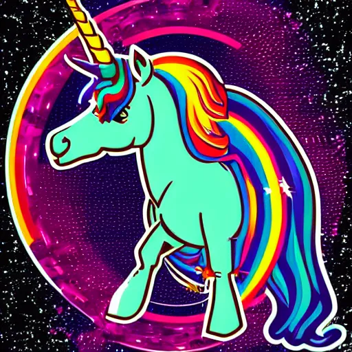 Image similar to svg vector sticker of a Unicorn-Pegasis, rocking out, wearing headphones, huge speakers, dancing, rave, DJ, spinning records, digital art, amazing composition, rule-of-thirds, award-winning, trending on artstation, featured on deviantart