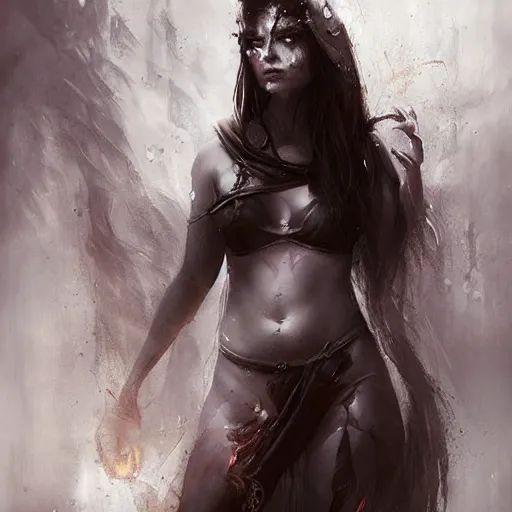 Prompt: Digital, dark, fantasy, character, by Bastien Lecouffe-Deharme