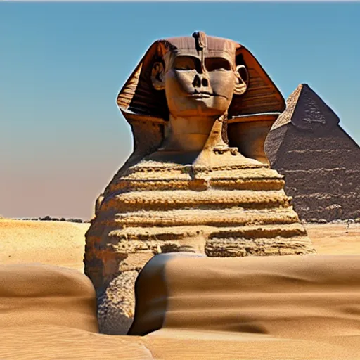 Image similar to the great sphere of giza next to sphinx, unreal engine,