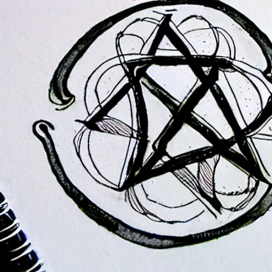 Prompt: an alchemical symbol for intention, pen, pen and ink