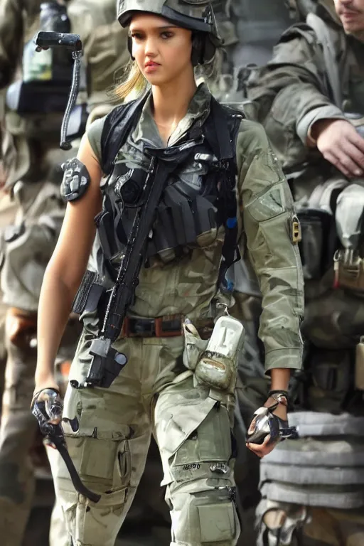 Prompt: Jessica Alba girl As a special operations member