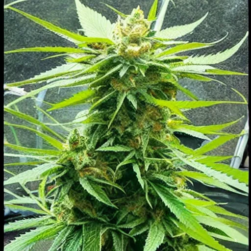 Image similar to giant huge immense infinite to heaven cannabis plant with big buds