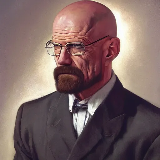 Image similar to the ultimate gigachad, incredibly muscular walter white, walter white with chiseled jawline, trending on / r / moreplatesmoredates, oil on canvas artstation by j. c. leyendecker and edmund blair leighton and charlie bowater octane render