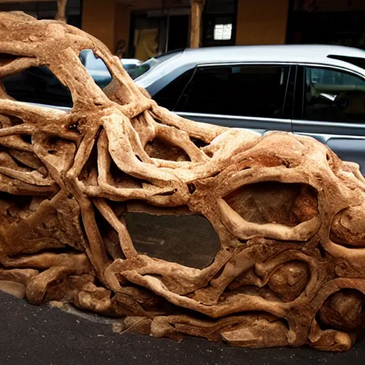 Prompt: A car made of flesh