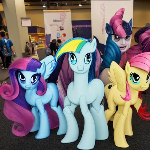 Prompt: My Little Pony convention artists alley