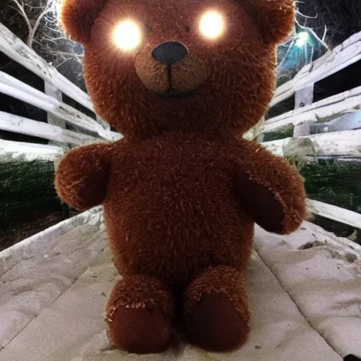 Prompt: creepy bear, flash photography