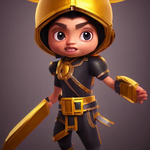 Prompt: a beautiful little boy of random ethnicity with a beautiful and detailed with blond and black hair with armor, rendered as an unreal engine 5 video game, cinema 4 d, octane render, detailed, brawl stars, cinematographic, artstation greg rutkowski, full colors hd