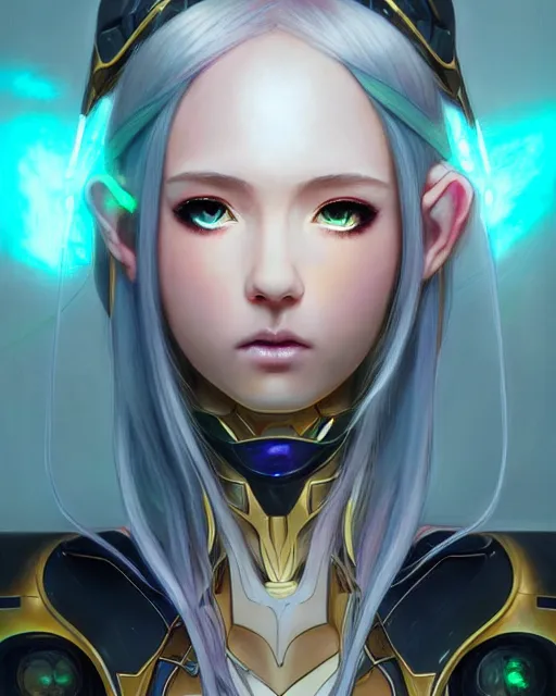 Image similar to art championship winner trending on artstation portrait of a goddess elven mecha warrior princess, neon highlights, portrait cute-fine-face, pretty face, realistic shaded Perfect face, fine details. Anime. realistic shaded lighting by katsuhiro otomo ghost-in-the-shell, magali villeneuve, artgerm, rutkowski, WLOP Jeremy Lipkin and Giuseppe Dangelico Pino and Michael Garmash and Rob Rey head and shoulders, blue hair, matte print, pastel pink neon, cinematic highlights, lighting, digital art, cute freckles, digital painting, fan art, elegant, pixiv, by Ilya Kuvshinov, daily deviation, IAMAG, illustration collection aaaa updated watched premiere edition commission ✨✨✨ whilst watching fabulous artwork \ exactly your latest completed artwork discusses upon featured announces recommend achievement