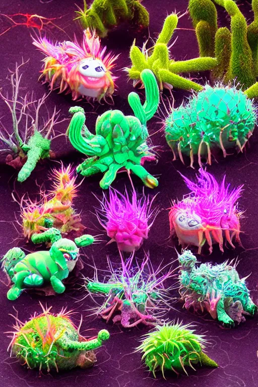 Image similar to creature sushi roots cactus elemental flush of force nature micro world fluo light deepdream