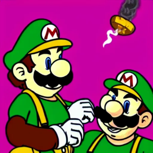 Image similar to mario bros smoking weed