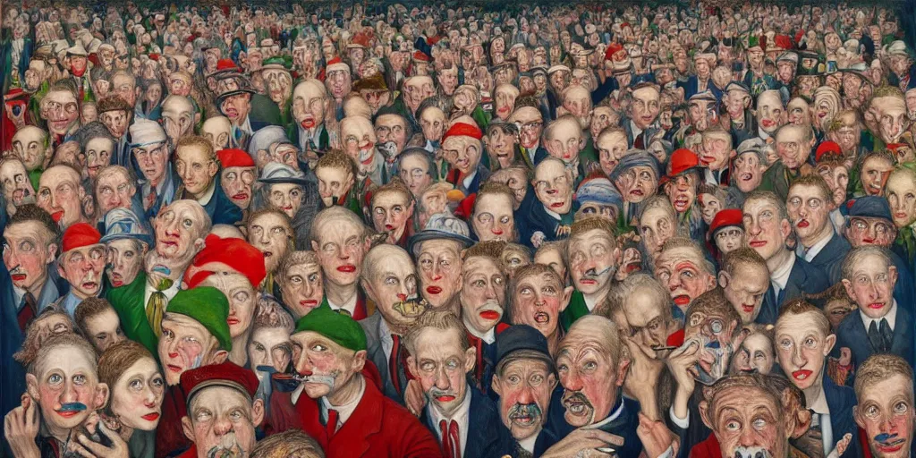 Image similar to where's wally, highly detailed, painting by otto dix, 8 k