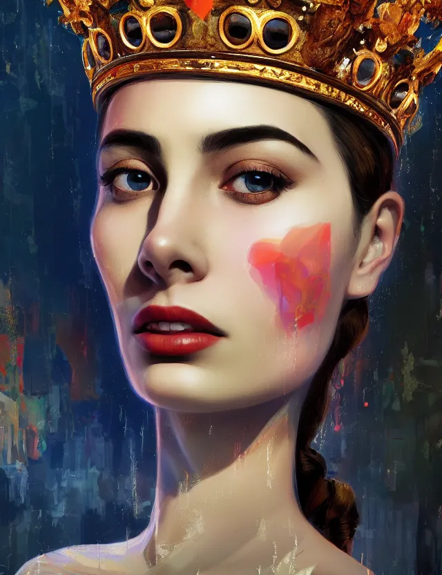 Image similar to blurred background. close-up portrait of a goddess in crown, by Alfred Eisenstaedt, Afarin Sajedi and Alena Aenami. unreal engine