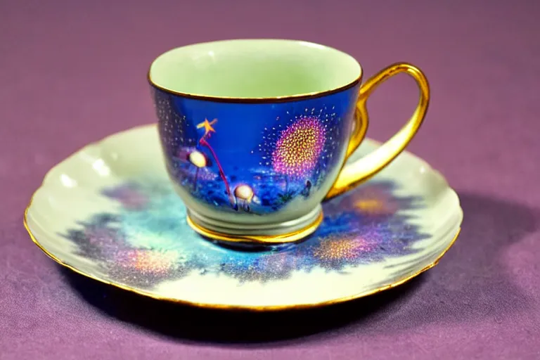 Premium AI Image  A close up of a stained glass cup and saucer on