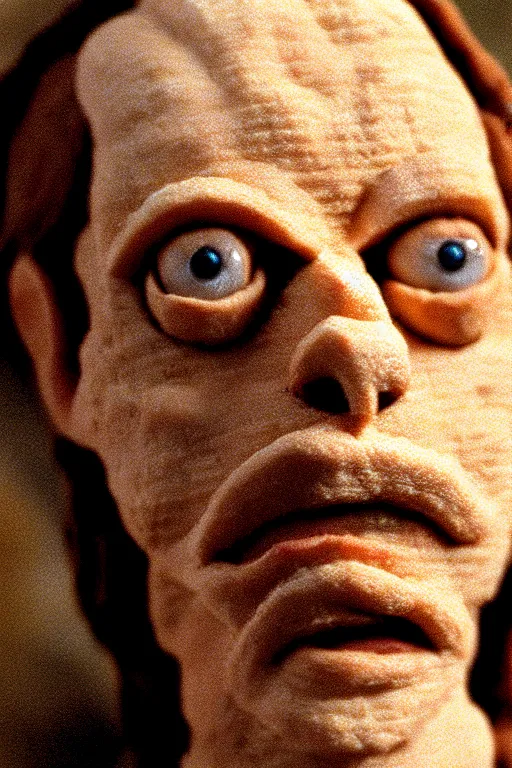 Image similar to film still of steve buscemi made out of bread in lord of the rings, 4 k