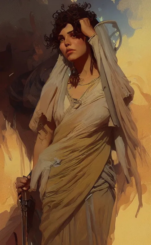 Image similar to a personification of the country israel, highly detailed, digital painting, artstation, concept art, sharp focus, illustration, art by greg rutkowski and alphonse mucha