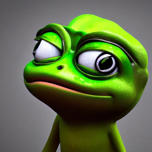 Prompt: pepe the frog, hyperrealistic, sharp focus, octane render, realistic lighting, realistic shadows