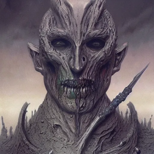 Image similar to warhammer malekith concept, beksinski