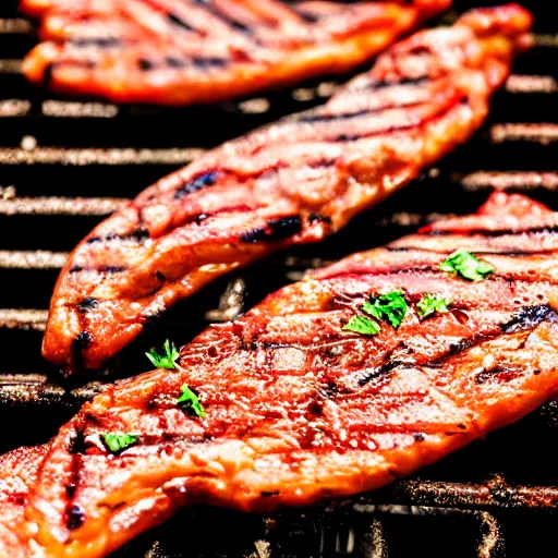 Image similar to alien meat on a grill, closeup, professional food photography