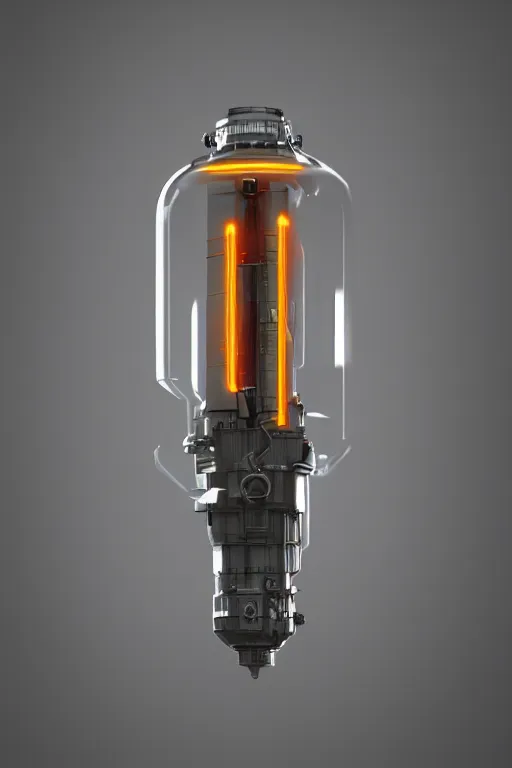Prompt: Product shot of a glowing electron Vacuum tube by Craig mullins, volumetric light, artstation, , octane render, redshift render,