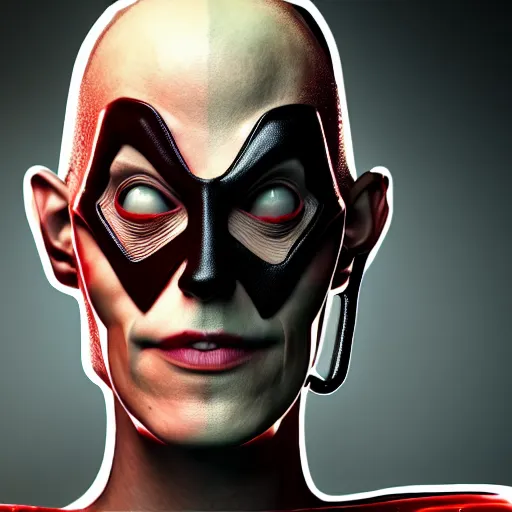 Image similar to vegan supervillain, UHD, hyperrealistic render, highly detailed, 4k, artstation