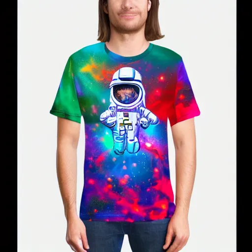 Image similar to astronaut tripping psychedelic trippy, graphic t - shirt design