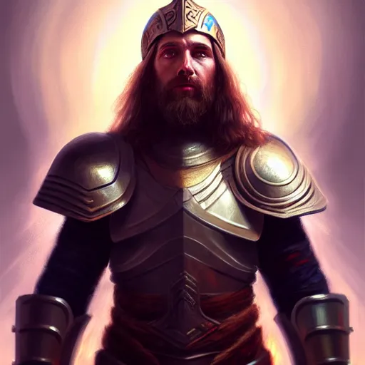 Prompt: ( hyperrealistic portrait of a war cleric in an armor full of runes, the background is decorated with the universe ) by noah bradley, photorealistic, dynamic lighting, very detailed faces, trending on artstation, wallpaper, dream, 4 k, award winning, lovely pastel colors, ethereal, elegant