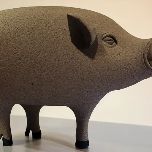 Prompt: sculpture of a pig, work in progress