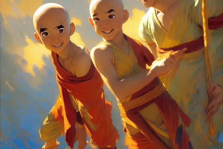 Image similar to atla, aang, sunny, painting by gaston bussiere, craig mullins, j. c. leyendecker