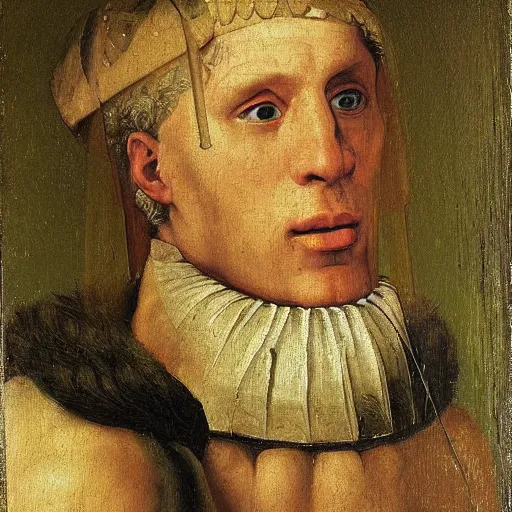 Image similar to A 14th century italian renaissance oil painting of Jerma985, portrait of Jerma985, grainy, realistic, very realistic, hyperrealistic, highly detailed, very detailed, extremely detailed, very neat, very epic, very cool, detailed, trending on artstation