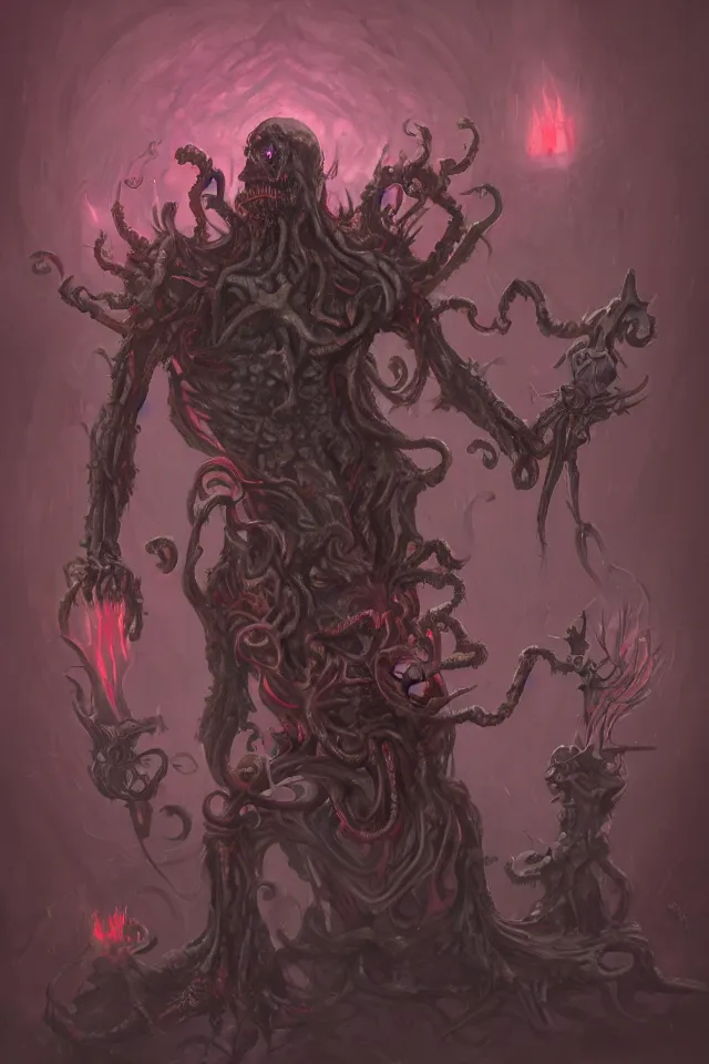 Prompt: necromancer, trending on artstation, lovecraftian