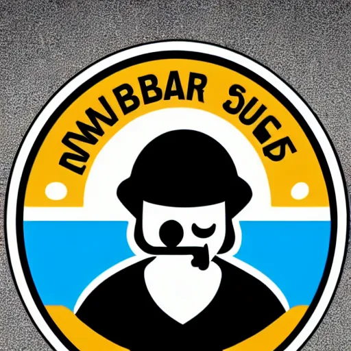 Image similar to logo for plumber business. looks like a silhouette of a plumber coming out of sink drain which is also like a no smoking symbol