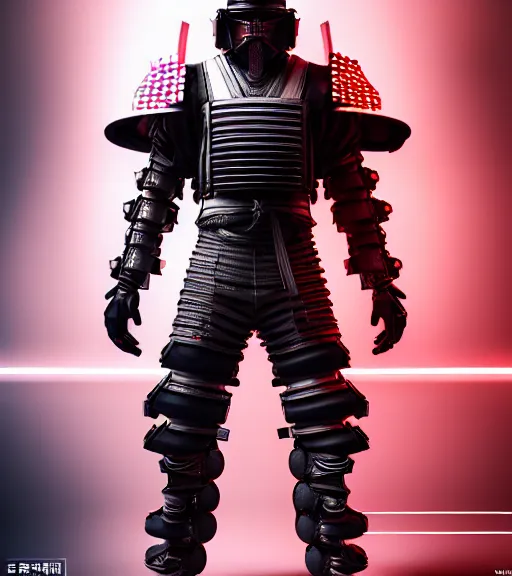 Image similar to complex 3 d render, hyper detailed, cyberpunk android street samurai, samurai armor plate, japanese patterns, digital portrait, elegant, hyper realistic, techwear clothing, octane render, darriel diano style, volumetric lighting, 8 k post - production, artstation hq, unreal engine 5, unity engine