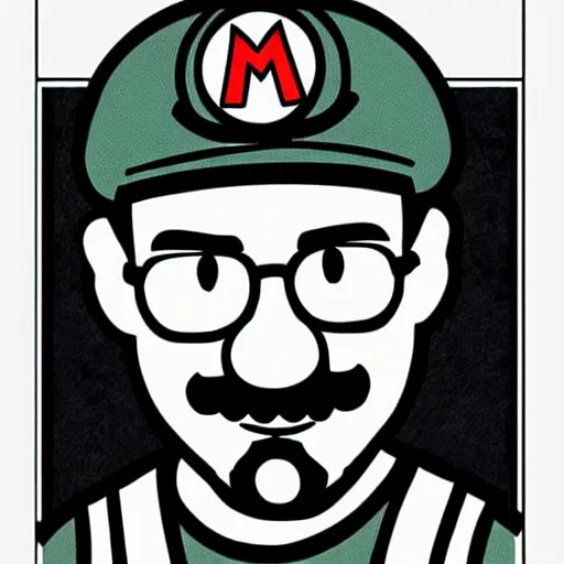 Prompt: super mario with the face of walter white